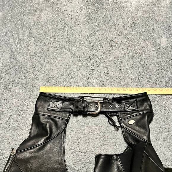 Harley Davidson Women's Leather Motorcycle Chaps Small Long Biker Riding Black - Picture 6 of 8